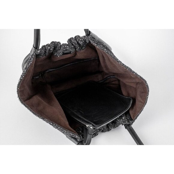 Proenza Schouler Large Black Tweed Leather Ruched Tote Women's Bag $1,090 - Picture 10 of 16